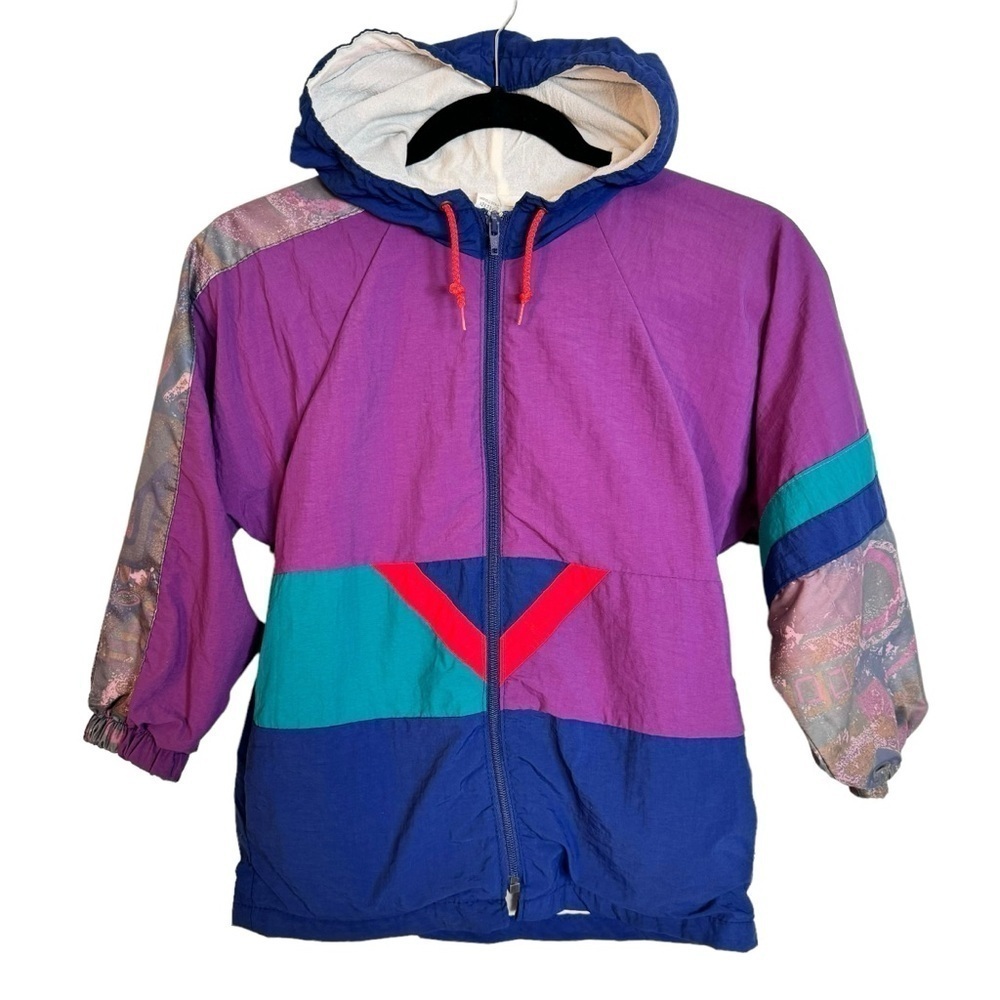 GUC Shellmark vintage windbreaker youth retro 90s purple teal blue size 6x